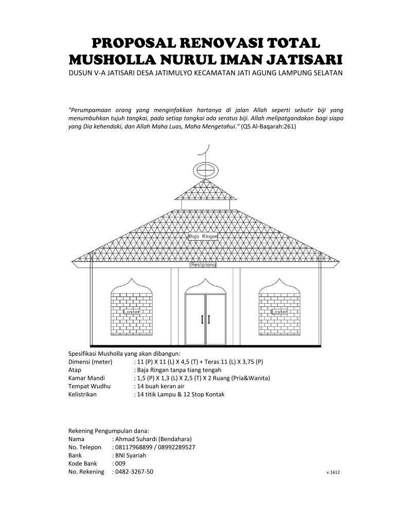 Contoh Proposal  Renovasi Musholla Contoh Kat